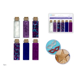 Craft Medley: 50.4g Glitter/Confetti Vials Asst w/Cork Lid 6x8.4g A) Regal