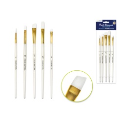 Artist Brush Set: Nylon Hair Pearl Shimmer Series x5 Plastic HandleA) WHITE NYLON MULTI-SET 1