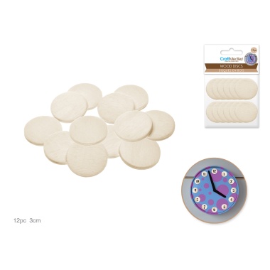 Craftwood: Wood Discs 3.8mm Thick B) 3cm 12pc