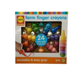 Farm Finger Easy Grip Crayons 24pk. Stackable Alex Discover