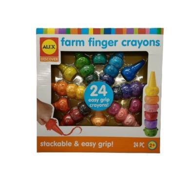 Farm Finger Easy Grip Crayons 24pk. Stackable Alex Discover