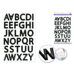 Paper Craft Sticker: 5.7x9.8" 3D Alpha PVC C) Black"