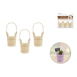 Wood Craft: 1x1.2" Mini Well Bucket 3pc Routered w/Jute"