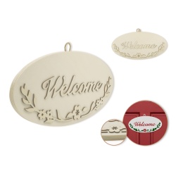 A - Welcome 12 DIY Oval Wall Sign Plaque 3D w/Jute Hanger"
