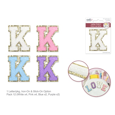 2.5 Iron-On Letter/Sticker Patch 3D Chenille K