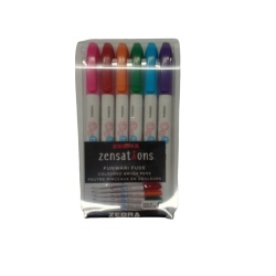 Coloured Brush Pens 6pk. Ass't Colours Funwari Fude Zensations Zebra