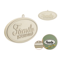 D - Family Forever 12 DIY Oval Wall Sign Plaque 3D w/Jute Hanger"