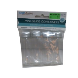 Glass Bottles 22x65mm. 17ml. Mini Containers w/Matte Alum. 4pk.