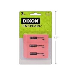 Erasers Pink Pearl 3/pcs. School approved Dixon