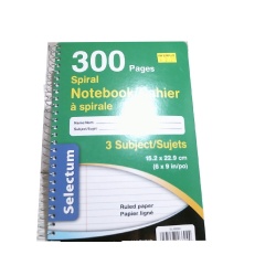 Exercise Book 6x9 Coil 3 Subject,300 pages"