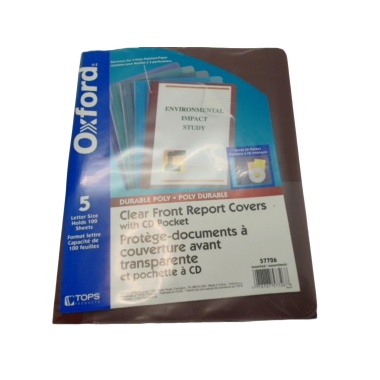 Front Report Covers 5pk. Clear Letter Size Poly Oxford