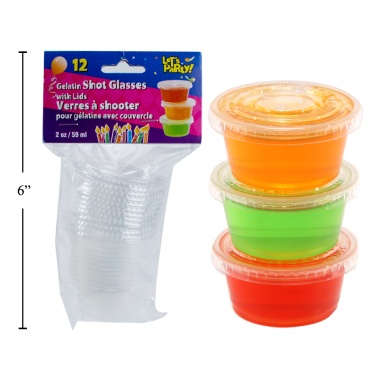 Shot & Lids 12pcs 2oz Gelatin Let's Party