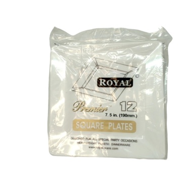 Square Plastic Plates 7.5 12pk. White Royal Premier