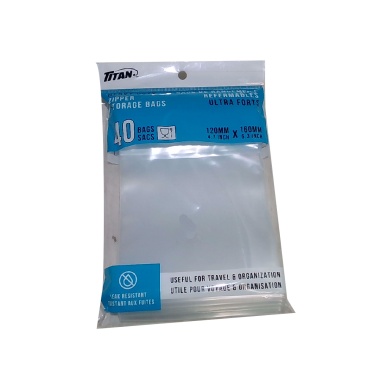Storage bags heavy duty zipper 120x160mm 40 pack Titan
