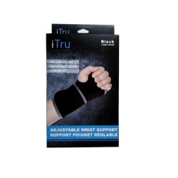 ADJUSTABLE WRIST SUPPORT - w/velcro enclosures - BLACK - Neoprene material