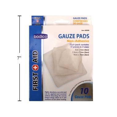Gauze pads 10 pack 3 sizes 5x5cm 7.5x7.5cm 10x10cm