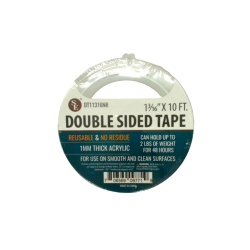 Double Sided Tape 1-3/16 X 10' 1mm Thick Acrylic Reusable"