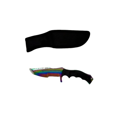 Hunting Knife 4.5 Rainbow Tanto Blade W/belt Loop Sheath