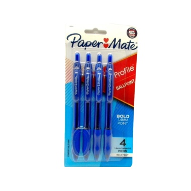 Ballpoint Pens 4pk. Blue 1.4mm Papermate