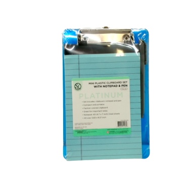 Mini Plastic Clipboard Set w/Paper Pad & Pen