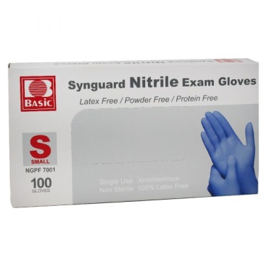 Basic Synguard Nitrile Exam Blue Gloves 100ct Small