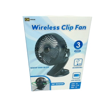Wireless Clip Fan With 3 Speeds - Desktop Or Clip - Rechargable