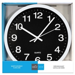wall clock Round 12 black with white pointers and numbers Hauz"