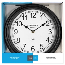 wall clock Round 12 with large black borders and white background Hauz"
