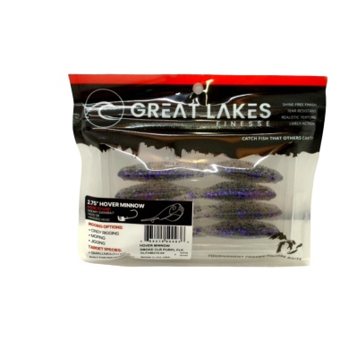 2.75 Hover Minnow 8pk. Clear Purple Flake Great Lakes Finesse