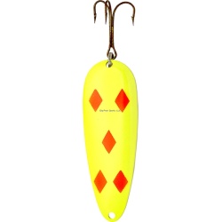 Devil Bait Spoon- 2.5 Chartreuse&Red Diamonds Lucky Strike B1400-68"