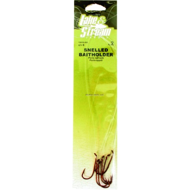 Lake & Stream Snelled Hook, Size 2, Baitholder Eagle Claw 13010-002