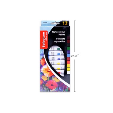 Watercolour paint 12 colours 12ml tubes Selectum