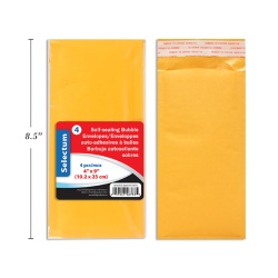 BUBBLE ENVELOPES PEEL&SEAL  4X9 3X8" 6PC/PK"