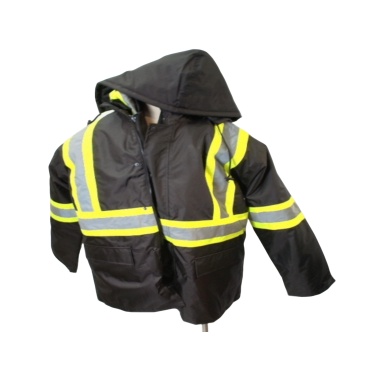 Men's Hi-Vis Parka w/Vest Large Black Sturrdi