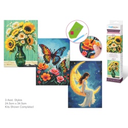 Diamond Art B) Fairy Garden 11.8 x 15.7" 3 Asst Styles"