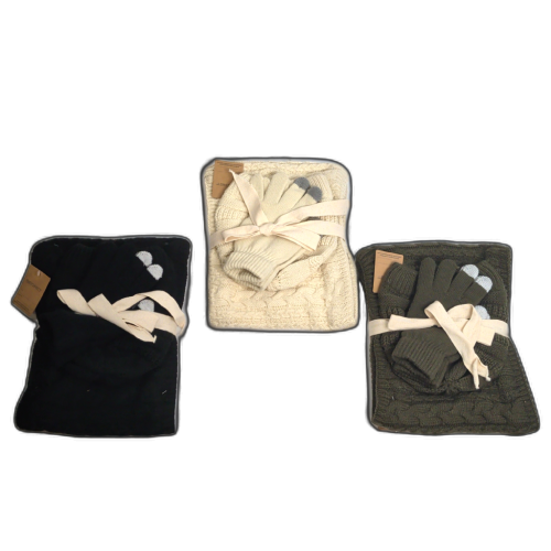 Scarf & Mitten Set 3pc. Black, Beige Or Green 3pc. Secret - Sold as individual set