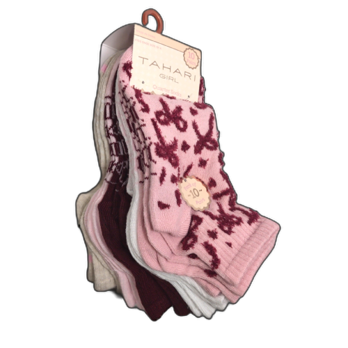 Girls Quarter Socks 10pk. Assorted Colours Size 10-4 Tahari Girl