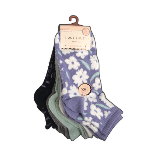 Girls Quarter Socks 10pk. Assorted Colours Size 4-10 Tahari Girl