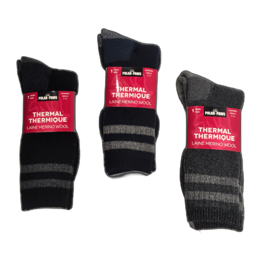 Men's Thermal Socks Grey, Black Or Blue Size 7-11 Polar Paws
