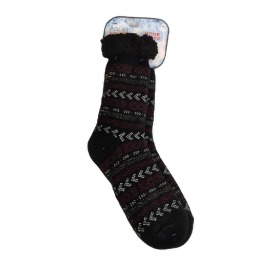 Polar Heat Home Socks Black Burgundy Large