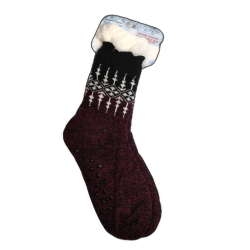 Polar Heat Women's Home Socks Black Burgundy Size 4-10