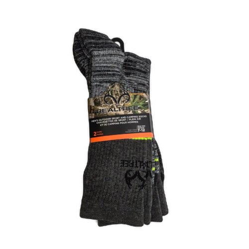 Socks Men's Outdoor Sport & Camping 2pk. Grey Charcoal Size 7-12 Realtree