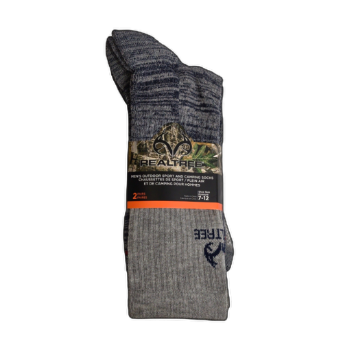 Socks Men's Outdoor Sport & Camping 2pk. Grey Navy Size 7-12 Realtree