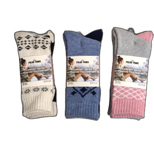 Women's Comfort Socks 2 Pairs Size 6-10 Ass't Colours