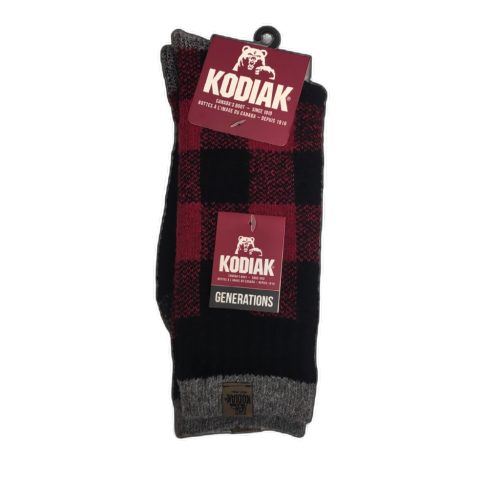 Women's Socks Red & Black Plaid w/Grey Size 4-10 Kodiak