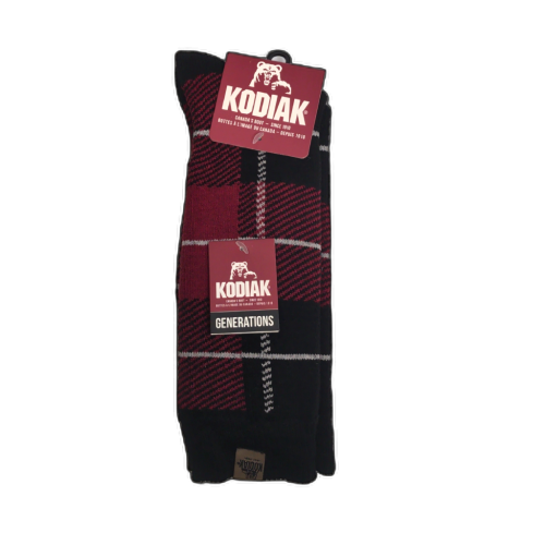 Women's Socks Red & Black Plaid w/White Stripe Size 4-10 Kodiak