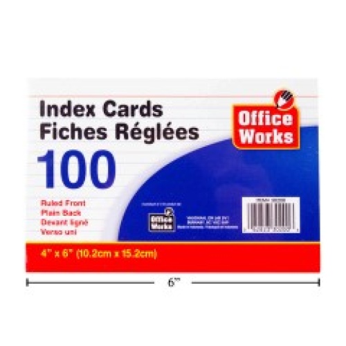O.WKs. 4x6 100-Pc Ruled Index Card