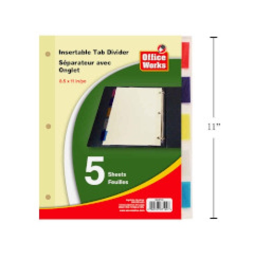 Insertable tab dividers 8.5x11 5 pc