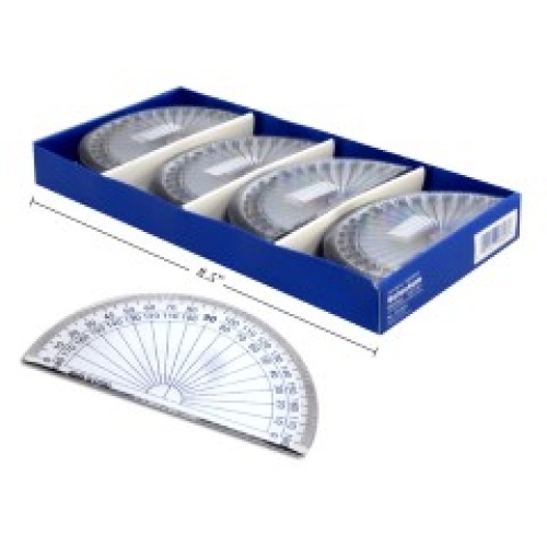 4 inch PROTRACTOR CLEAR, 48 PCS/DISPLAY BOX