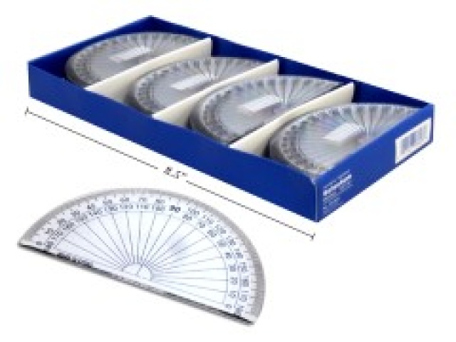 4 inch PROTRACTOR CLEAR, 48 PCS/DISPLAY BOX